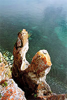 Stone pillars at the foot of Sagan–Zaba cliff.