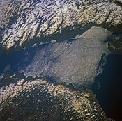 Baikal in winter, view from space.