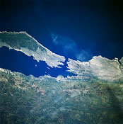 Космический снимок острова Ольхон и Малого Моря.