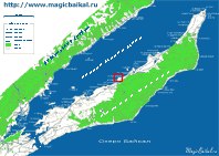 Take a look at cape Burkhan on the map of Olkhon