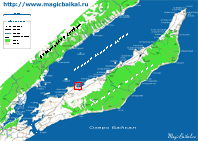 Take a look at lake Khankhoy on the map of Olkhon.