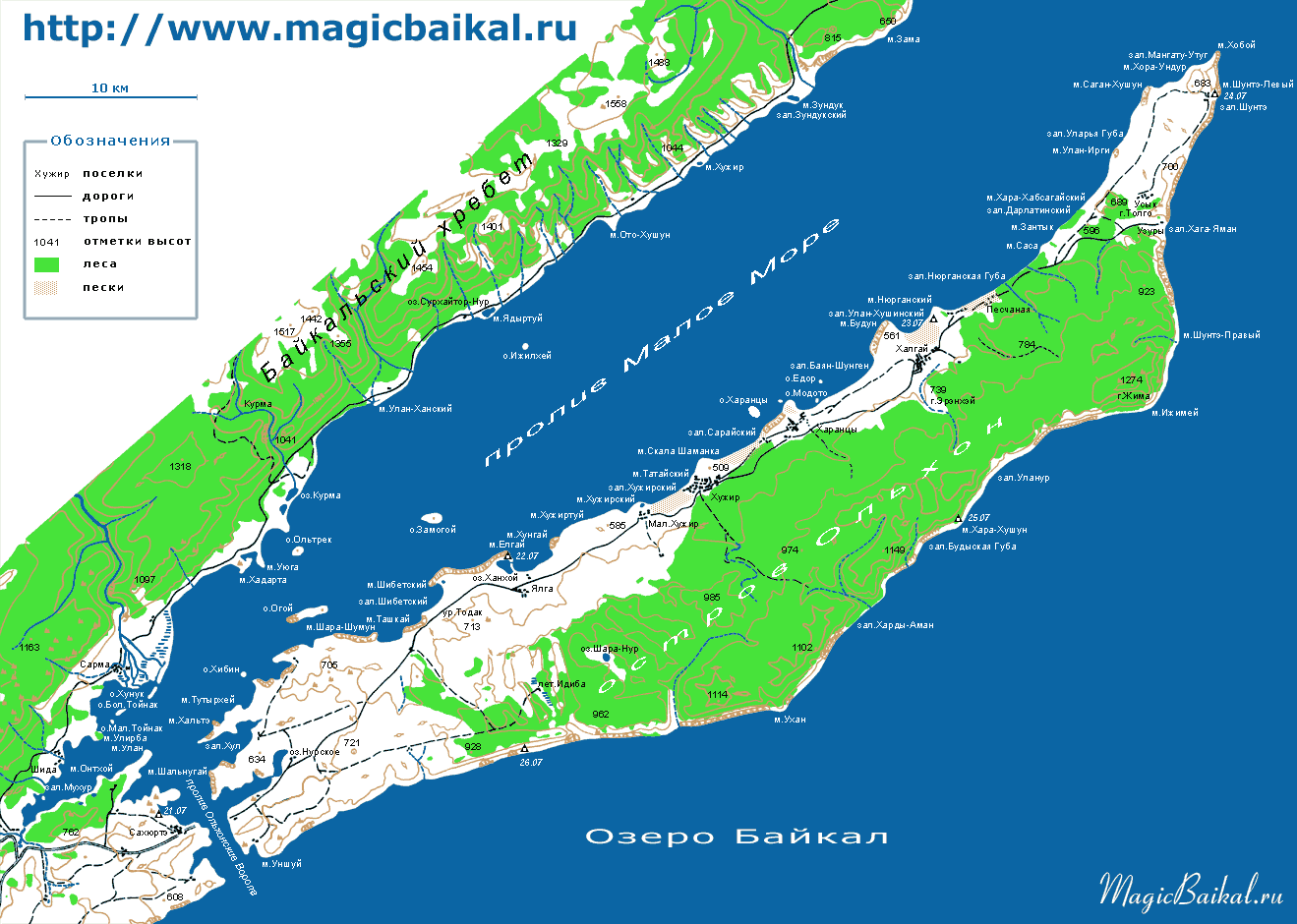 Карта острова Ольхон
