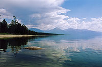 Baikal's shore near the river Odorochenka.
