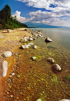 Baikal's shore near the mouth of the river Odorochenka.