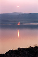 Lake Baikal. Sunset over the Primorskiy Range.